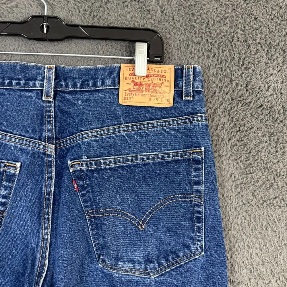 Vtg Levis 517 Bootcut Jeans Mens 38x36 (Fits 36x30) Blue Denim Made in USA